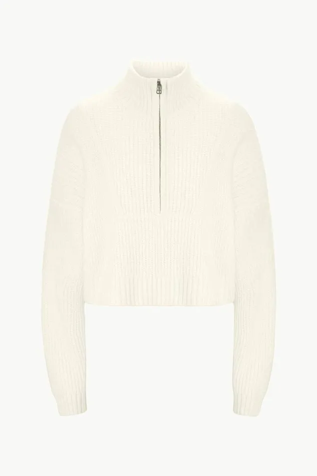 STAUD Sweaters CASHMERE CROPPED HAMPTON SWEATER Ivory 8211 Women