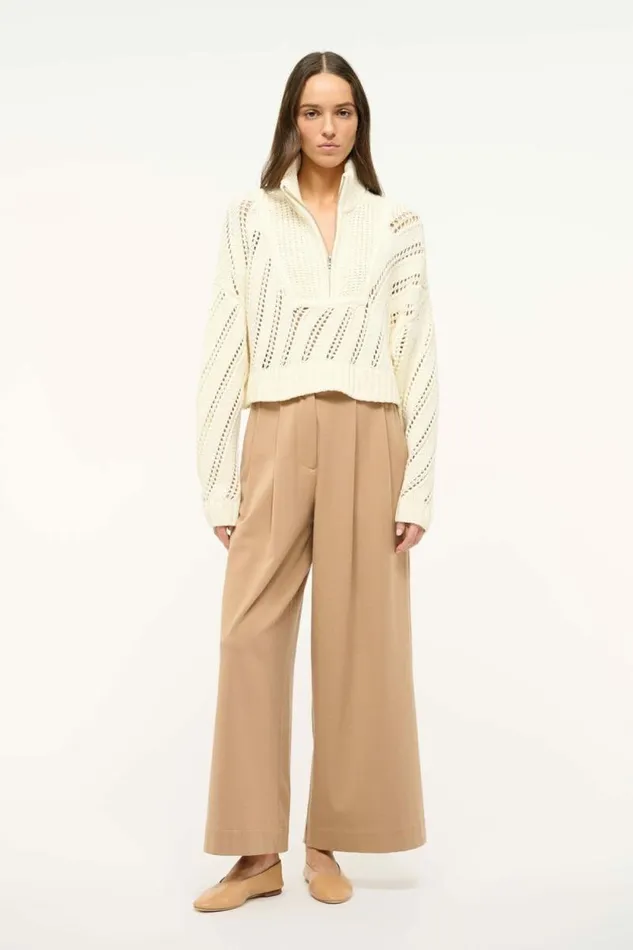 STAUD Sweaters CROPPED HAMPTON SWEATER Ivory 8211 Women STAUD Sweaters CROPPED HAMPTON SWEATER Ivory 8211 Women