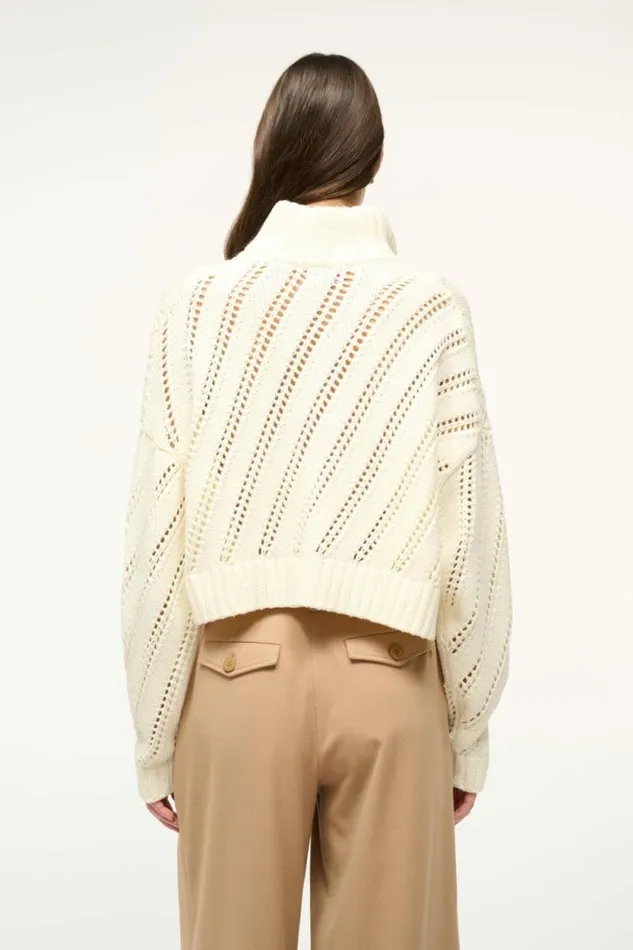 STAUD Sweaters CROPPED HAMPTON SWEATER Ivory 8211 Women STAUD Sweaters CROPPED HAMPTON SWEATER Ivory 8211 Women