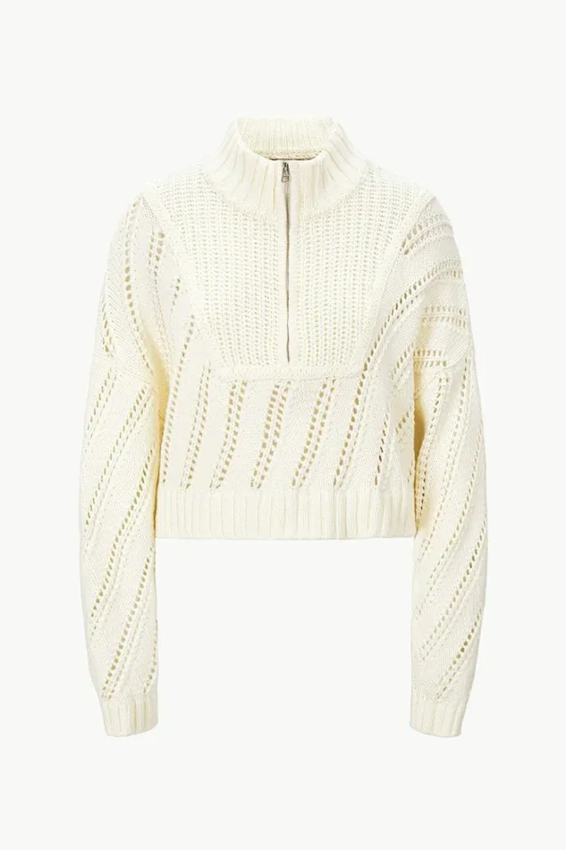 STAUD Sweaters CROPPED HAMPTON SWEATER Ivory 8211 Women STAUD Sweaters CROPPED HAMPTON SWEATER Ivory 8211 Women