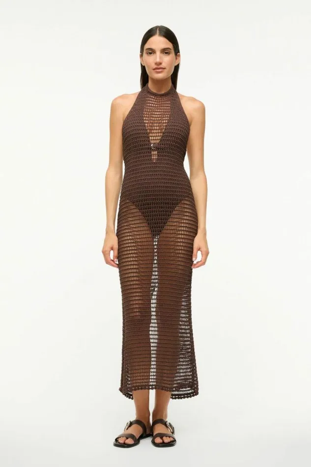 STAUD Swim JANE DRESS Dark Chocolate 8211 Women