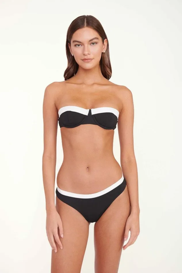 STAUD Swim JO BALCONETTE BIKINI TOP Black White 8211 Women