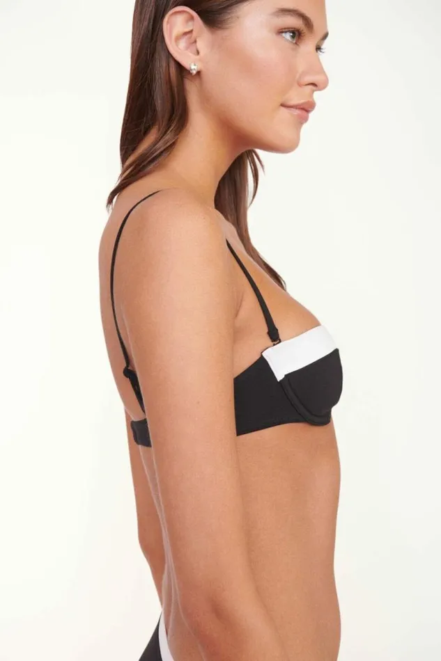 STAUD Swim JO BALCONETTE BIKINI TOP Black White 8211 Women STAUD Swim JO BALCONETTE BIKINI TOP Black White 8211 Women