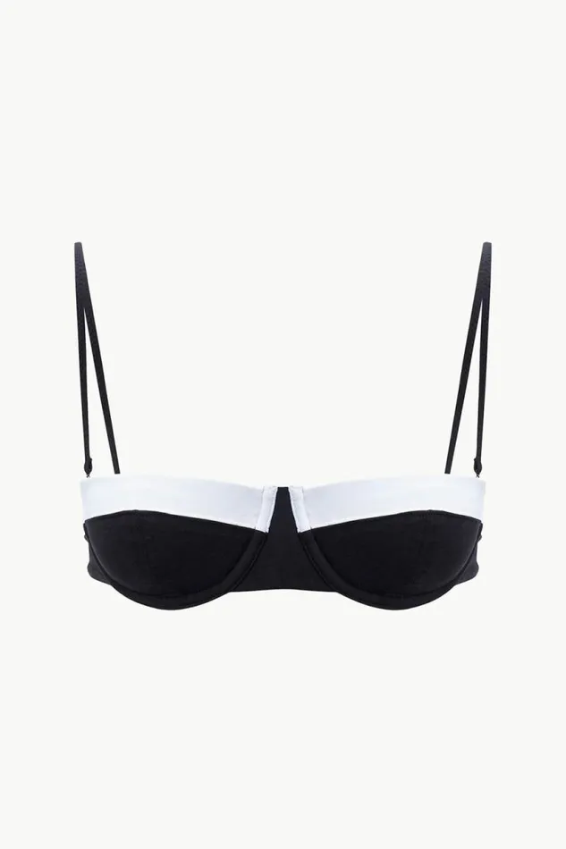 STAUD Swim JO BALCONETTE BIKINI TOP Black White 8211 Women STAUD Swim JO BALCONETTE BIKINI TOP Black White 8211 Women