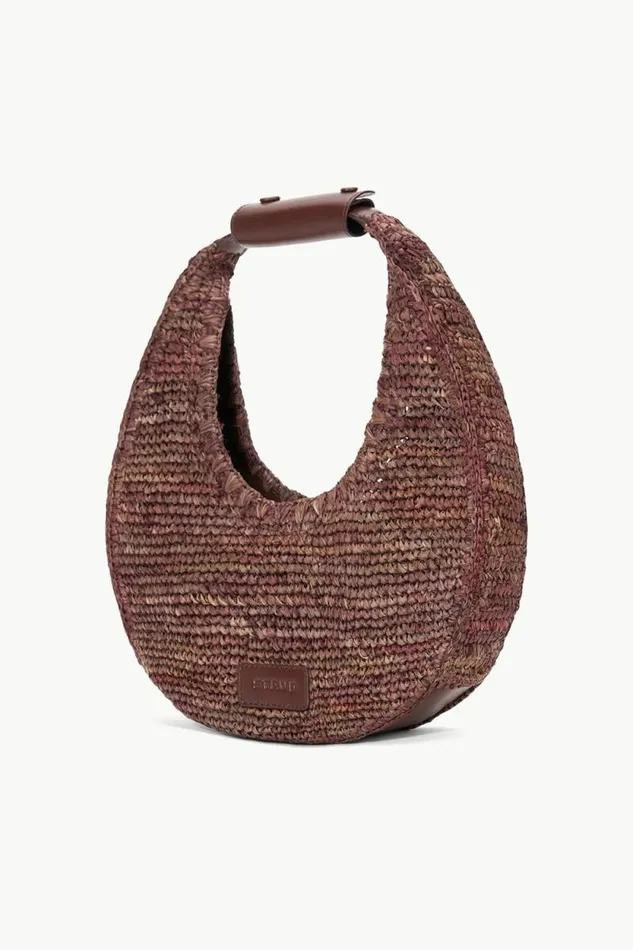 STAUD Swim MOON RAFFIA TOTE BAG Mahogany 8211 Women STAUD Swim MOON RAFFIA TOTE BAG Mahogany 8211 Women