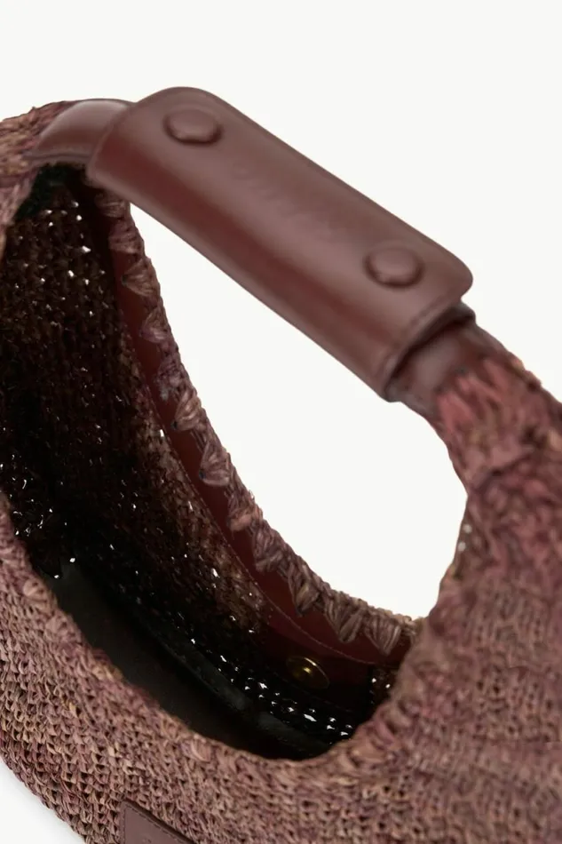 STAUD Swim MOON RAFFIA TOTE BAG Mahogany 8211 Women STAUD Swim MOON RAFFIA TOTE BAG Mahogany 8211 Women