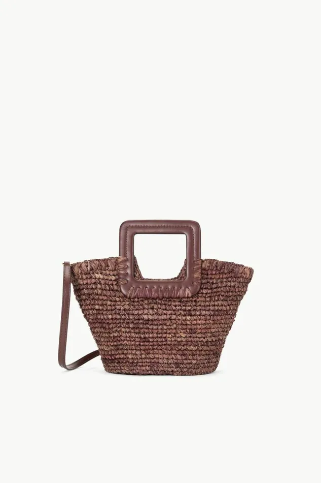 STAUD Swim SHIRLEY RAFFIA MINI BUCKET Mahogany 8211 Women