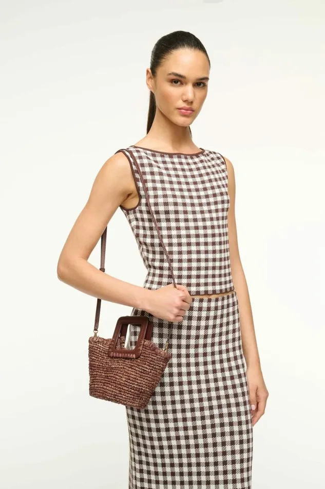 STAUD Swim SHIRLEY RAFFIA MINI BUCKET Mahogany 8211 Women STAUD Swim SHIRLEY RAFFIA MINI BUCKET Mahogany 8211 Women