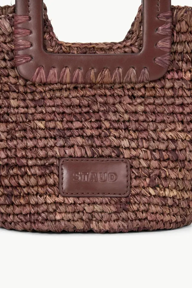 STAUD Swim SHIRLEY RAFFIA MINI BUCKET Mahogany 8211 Women STAUD Swim SHIRLEY RAFFIA MINI BUCKET Mahogany 8211 Women