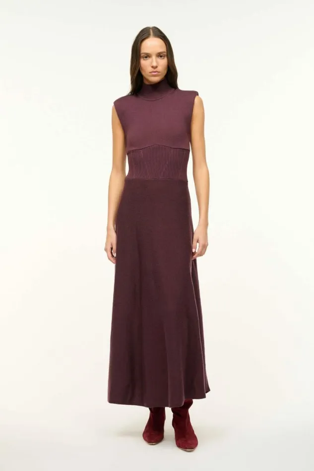 STAUD The Knit Shop LAFAYETTE DRESS Merlot 8211 Women