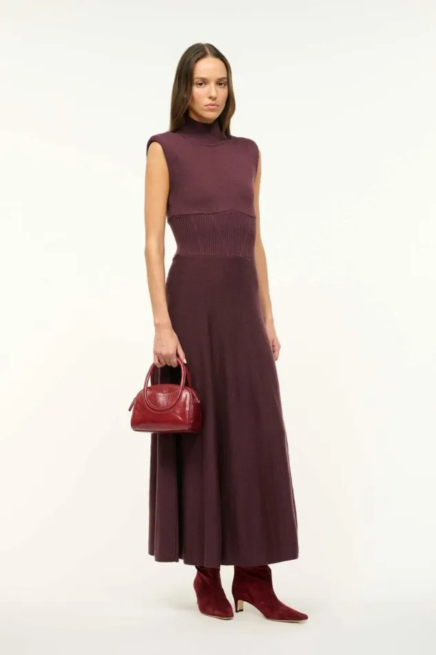 STAUD The Knit Shop LAFAYETTE DRESS Merlot 8211 Women STAUD The Knit Shop LAFAYETTE DRESS Merlot 8211 Women
