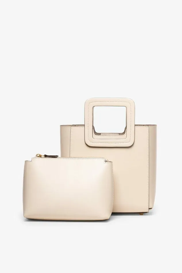 STAUD Totes MINI SHIRLEY LEATHER BAG Cream 8211 Women STAUD Totes MINI SHIRLEY LEATHER BAG Cream 8211 Women