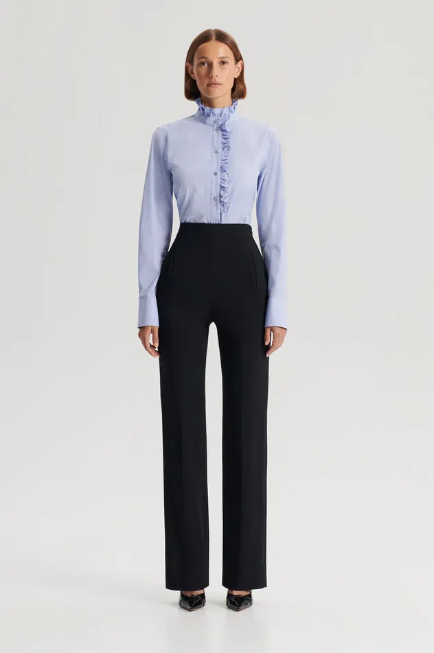 STRIPE RUFFLE TRIM SHIRT PALEBLUE Shirts Scanlan Theodore Women