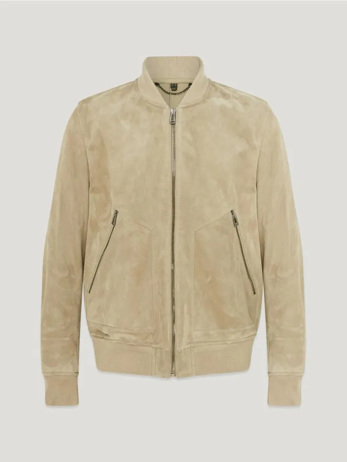 Suede and Shearling Jackets Men Belstaff Continental Bomber Washed Sand