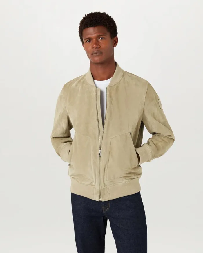 Suede and Shearling Jackets Men Belstaff Continental Bomber Washed Sand Suede and Shearling Jackets Men Belstaff Continental Bomber Washed Sand
