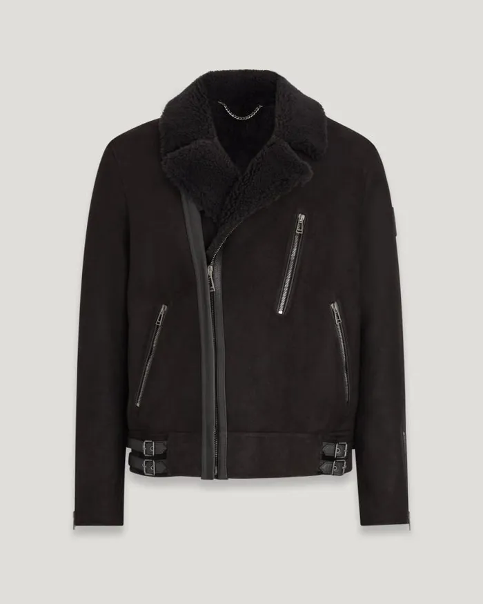 Suede and Shearling Jackets Men Belstaff Rider Jacket Ebony