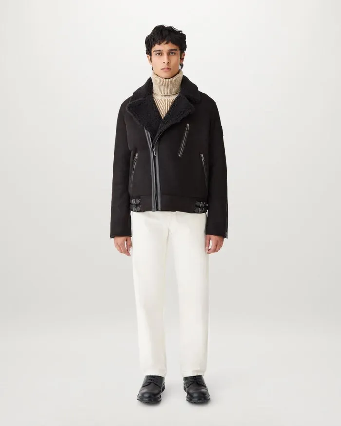 Suede and Shearling Jackets Men Belstaff Rider Jacket Ebony