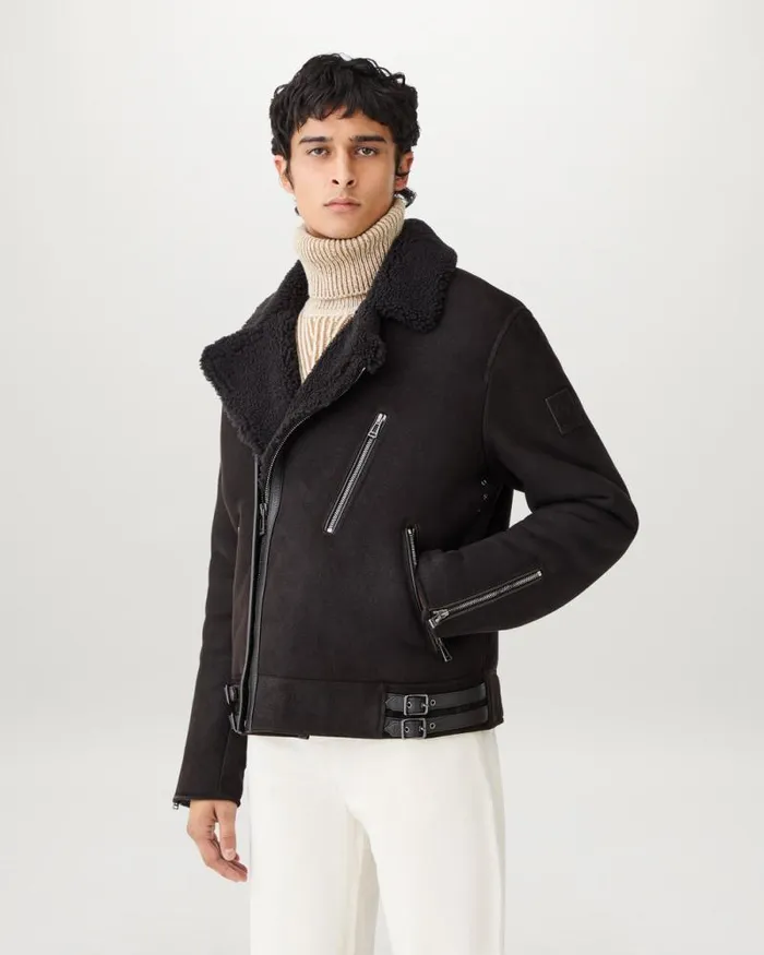 Suede and Shearling Jackets Men Belstaff Rider Jacket Ebony