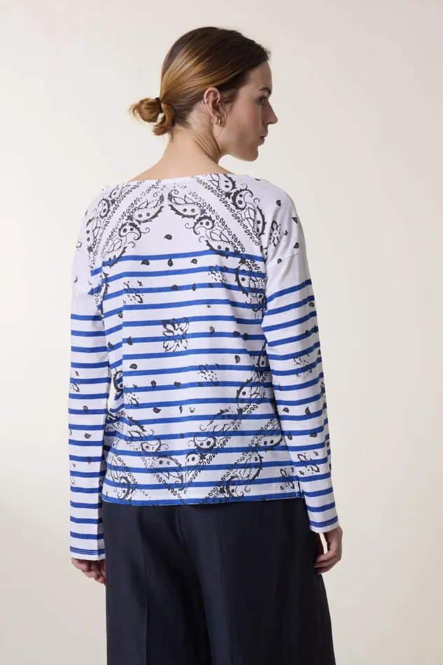 Sweatshirts Women Leon and Harper Thilla Paisley Tshirt Blue