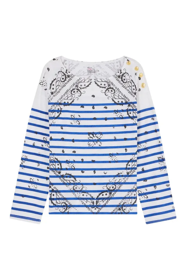 Sweatshirts Women Leon and Harper Thilla Paisley Tshirt Blue
