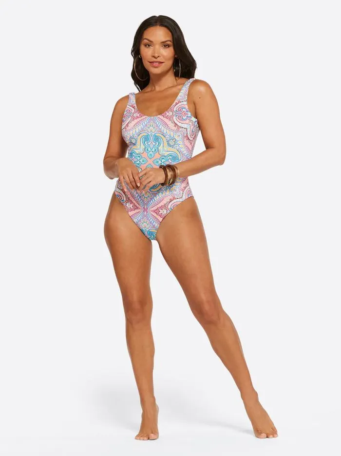 Swim Clothing Jessica Simpson Carnival In Rio Reversible One Piece In Cool Multi