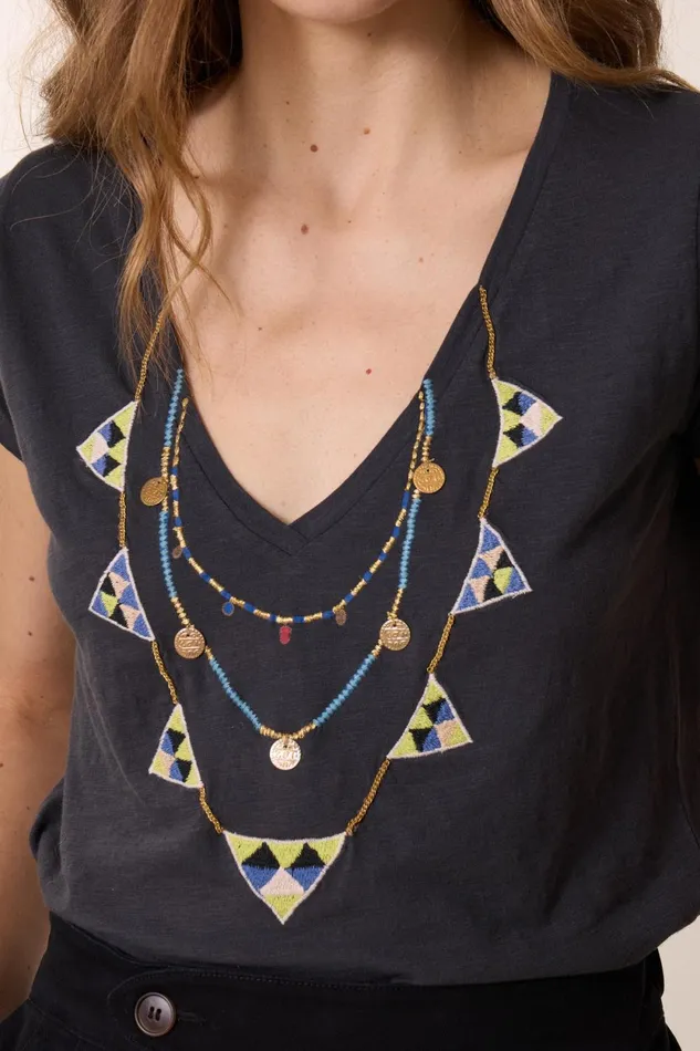 TShirts and Tops Women Leon and Harper Tonton Brodery TShirt Carbone