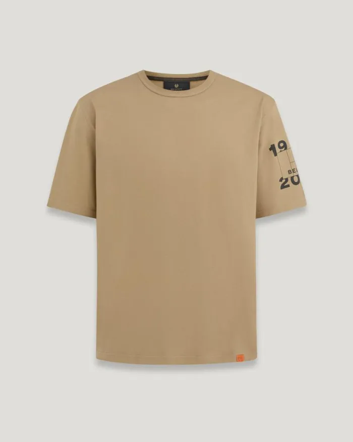 TShirts Men Belstaff Centenary Sleeve Logo TShirt British Khaki