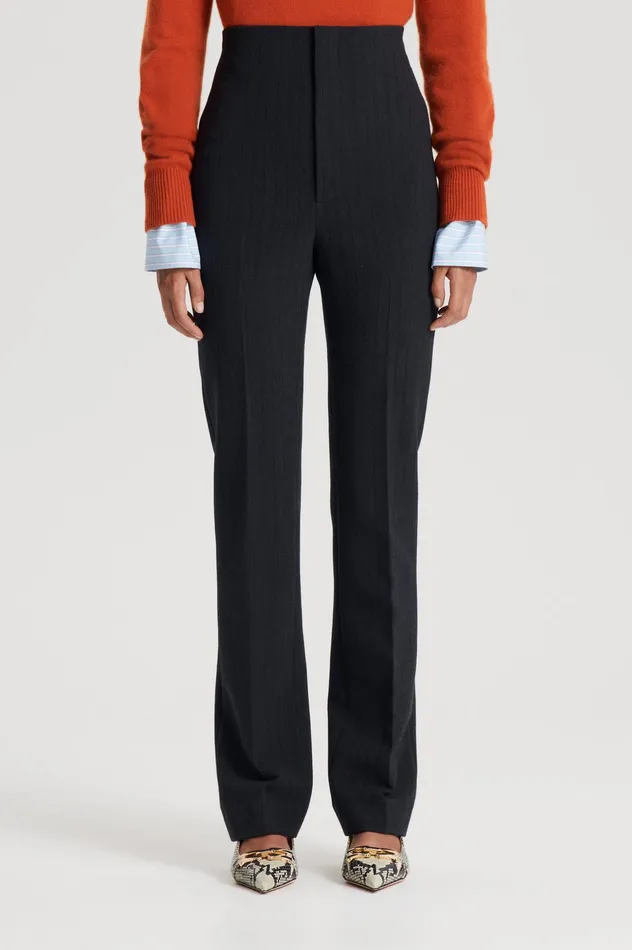 TAILORED STRIPE TROUSER CHARCOAL Women Trousers Scanlan Theodore TAILORED STRIPE TROUSER CHARCOAL Women Trousers Scanlan Theodore