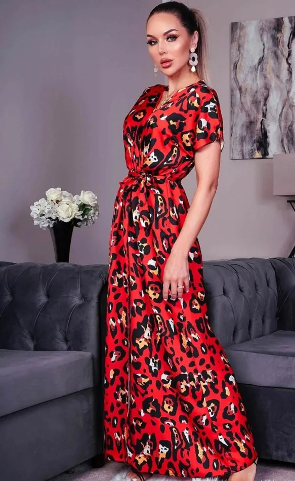 Tiana Red Animal Satin Wrap Maxi Dress Women Missfiga Wrap Dresses Tiana Red Animal Satin Wrap Maxi Dress Women Missfiga Wrap Dresses
