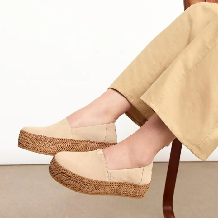 Toms Alpargatas Valencia Platform Espadrille Oatmeal Suede 8211 Women