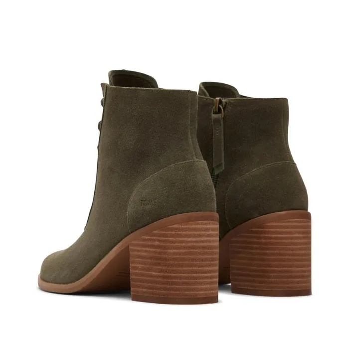 Toms Boots and Booties Evelyn Heeled Boot Suede Olive 8211 Women
