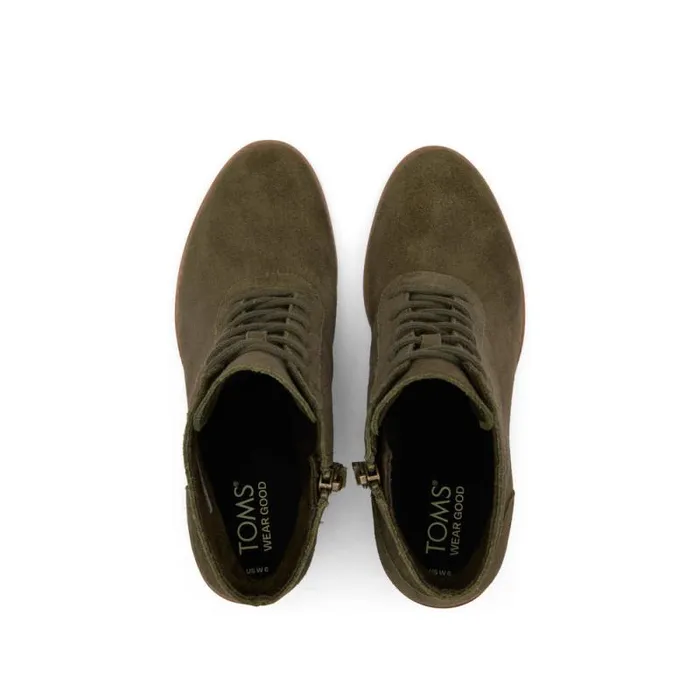 Toms Boots and Booties Evelyn Heeled Boot Suede Olive 8211 Women