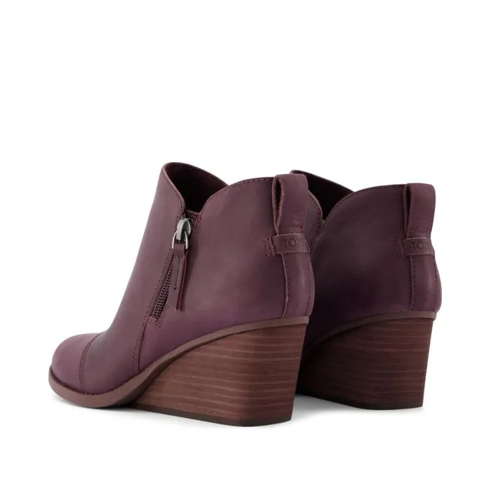 Toms Boots and Booties Goldie Wedge Ankle Bootie Blackberry Leather 8211 Women Toms Boots and Booties Goldie Wedge Ankle Bootie Blackberry Leather 8211 Women