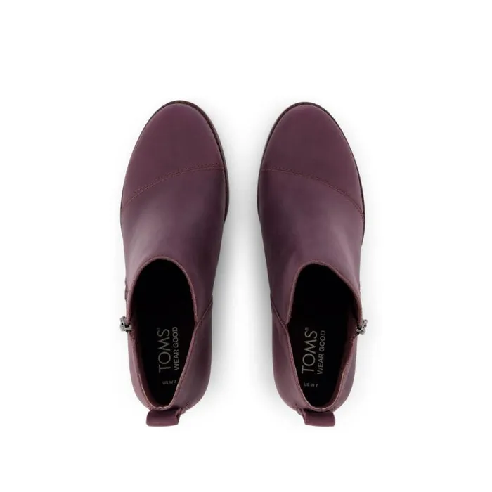 Toms Boots and Booties Goldie Wedge Ankle Bootie Blackberry Leather 8211 Women Toms Boots and Booties Goldie Wedge Ankle Bootie Blackberry Leather 8211 Women