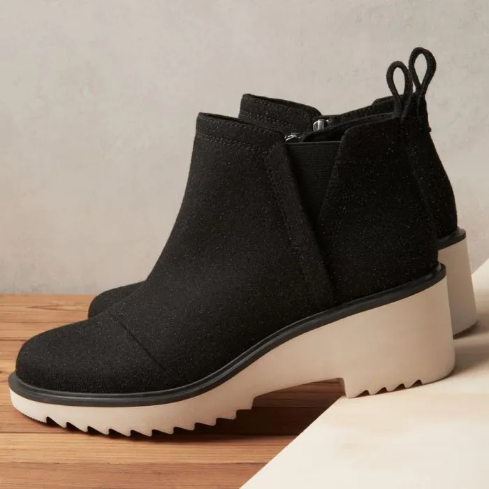 Toms Boots and Booties Maude Wedge Boot Shimmer Black 8211 Women Toms Boots and Booties Maude Wedge Boot Shimmer Black 8211 Women
