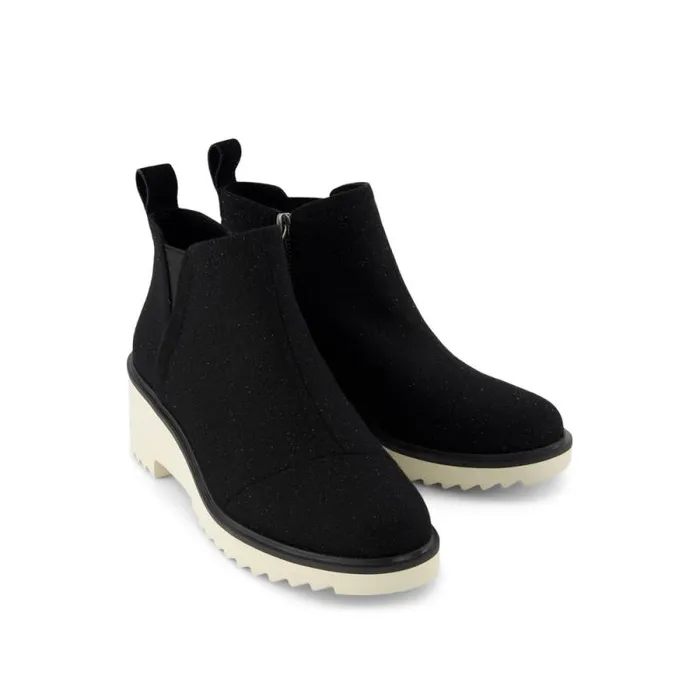 Toms Boots and Booties Maude Wedge Boot Shimmer Black 8211 Women Toms Boots and Booties Maude Wedge Boot Shimmer Black 8211 Women