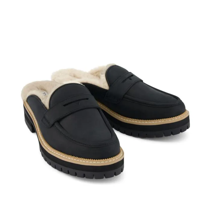 Toms Flats and Loafers Cara Mule Cozy Loafer Black Faux Fur Leather 8211 Women Toms Flats and Loafers Cara Mule Cozy Loafer Black Faux Fur Leather 8211 Women