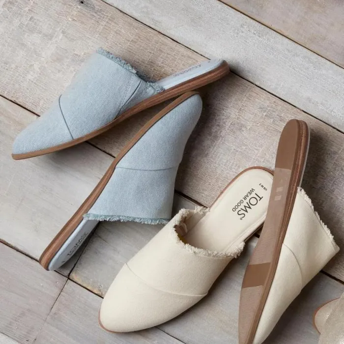 Toms Flats and Loafers Jade Flat Pastel Blue Fringe Denim 8211 Women Toms Flats and Loafers Jade Flat Pastel Blue Fringe Denim 8211 Women