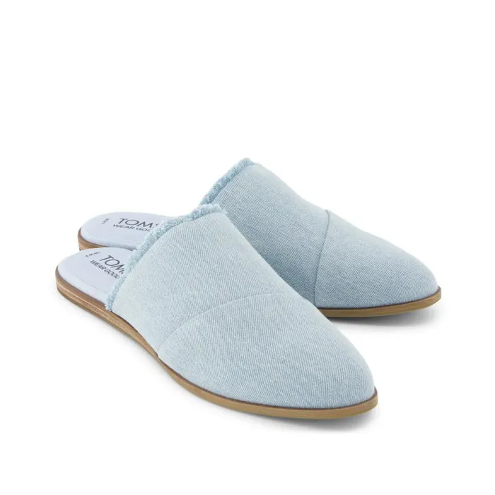 Toms Flats and Loafers Jade Flat Pastel Blue Fringe Denim 8211 Women Toms Flats and Loafers Jade Flat Pastel Blue Fringe Denim 8211 Women