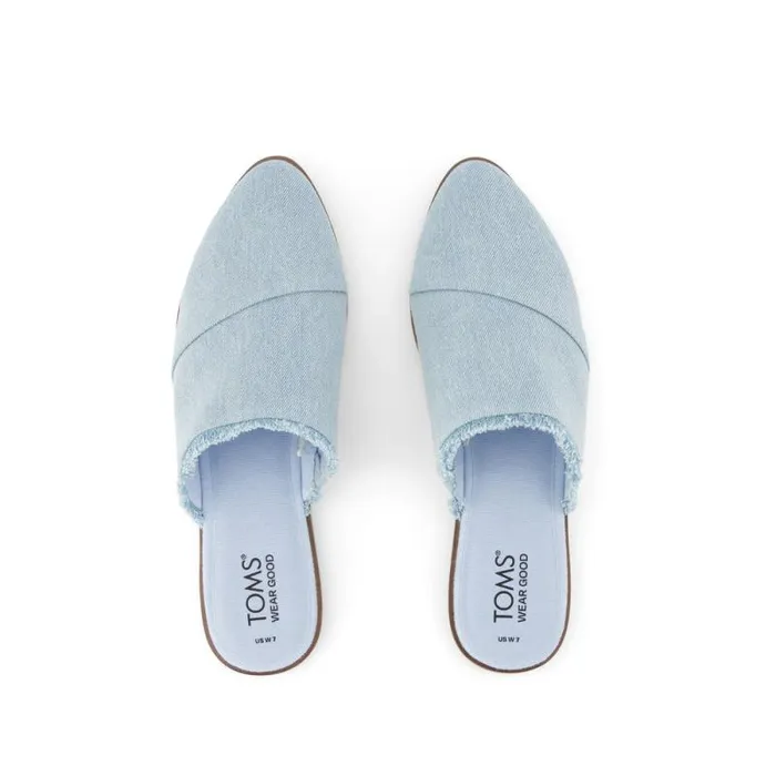 Toms Flats and Loafers Jade Flat Pastel Blue Fringe Denim 8211 Women Toms Flats and Loafers Jade Flat Pastel Blue Fringe Denim 8211 Women