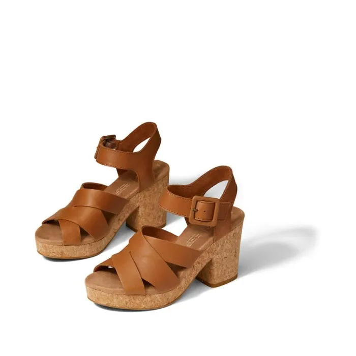 Toms Heels and Wedges Ava Sandal Tan Brown 8211 Women Toms Heels and Wedges Ava Sandal Tan Brown 8211 Women
