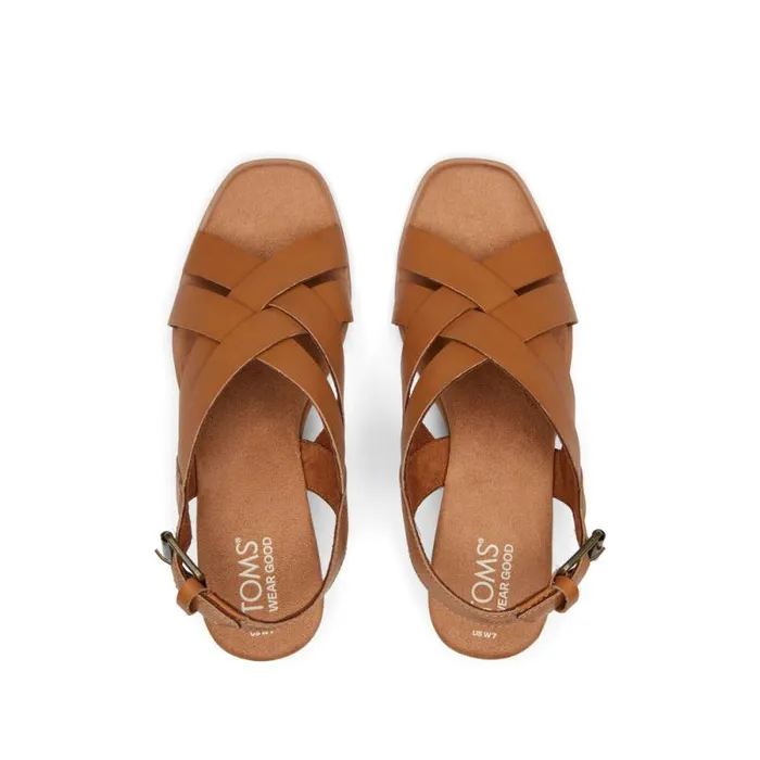 Toms Heels and Wedges Gracie Wedge Sandal Leather Tan 8211 Women Toms Heels and Wedges Gracie Wedge Sandal Leather Tan 8211 Women