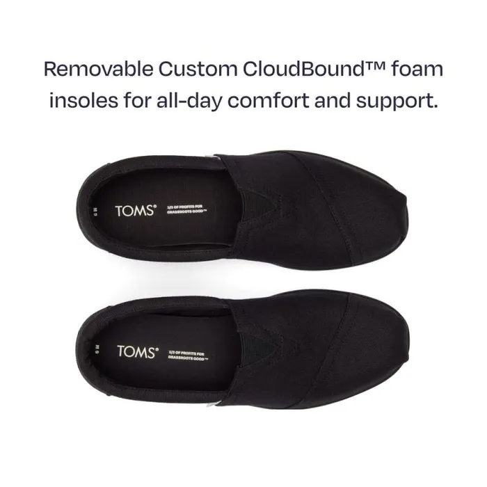 Toms Slip Ons Alp FWD All Black Recycled Cotton Canvas 8211 Men