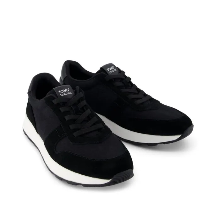 Toms Slip Ons TRVL LITE Retro Runner Sneaker Water Repellent Black Suede 8211 Men Toms Slip Ons TRVL LITE Retro Runner Sneaker Water Repellent Black Suede 8211 Men