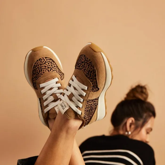 Toms Slip Ons TRVL LITE Retro Runner Sneaker Water Repellent Tan Mini Cheetah 8211 Women Toms Slip Ons TRVL LITE Retro Runner Sneaker Water Repellent Tan Mini Cheetah 8211 Women