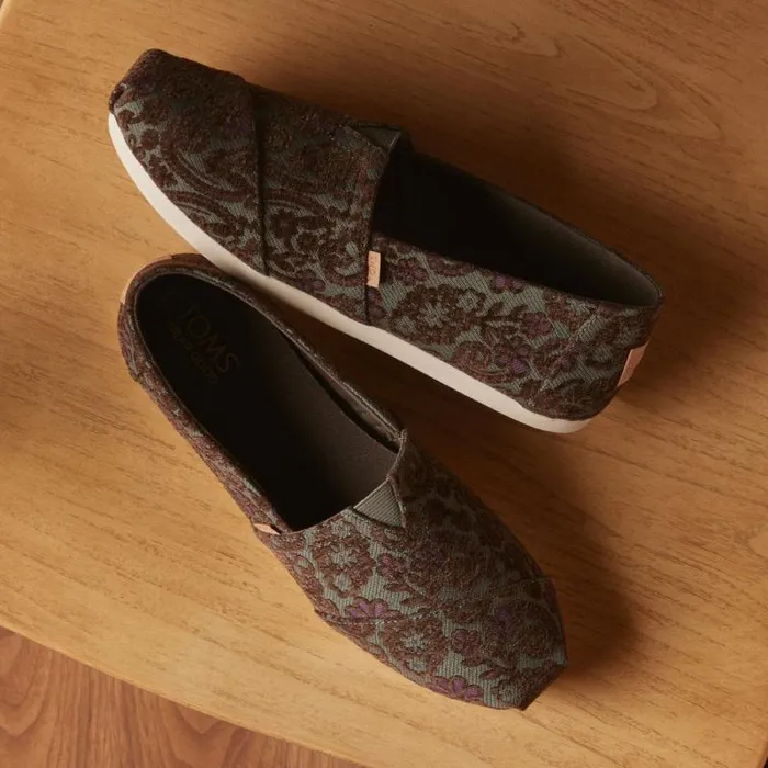 Toms TOMS Classics Alpargata Cloudbound Basil Green Floral Brocade 8211 Women Toms TOMS Classics Alpargata Cloudbound Basil Green Floral Brocade 8211 Women