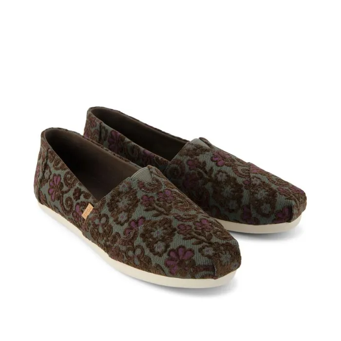 Toms TOMS Classics Alpargata Cloudbound Basil Green Floral Brocade 8211 Women Toms TOMS Classics Alpargata Cloudbound Basil Green Floral Brocade 8211 Women