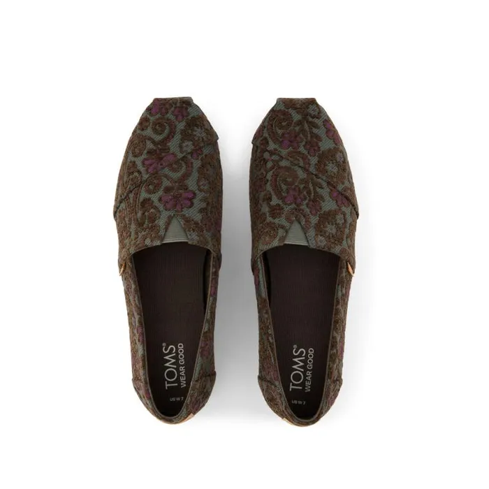 Toms TOMS Classics Alpargata Cloudbound Basil Green Floral Brocade 8211 Women Toms TOMS Classics Alpargata Cloudbound Basil Green Floral Brocade 8211 Women