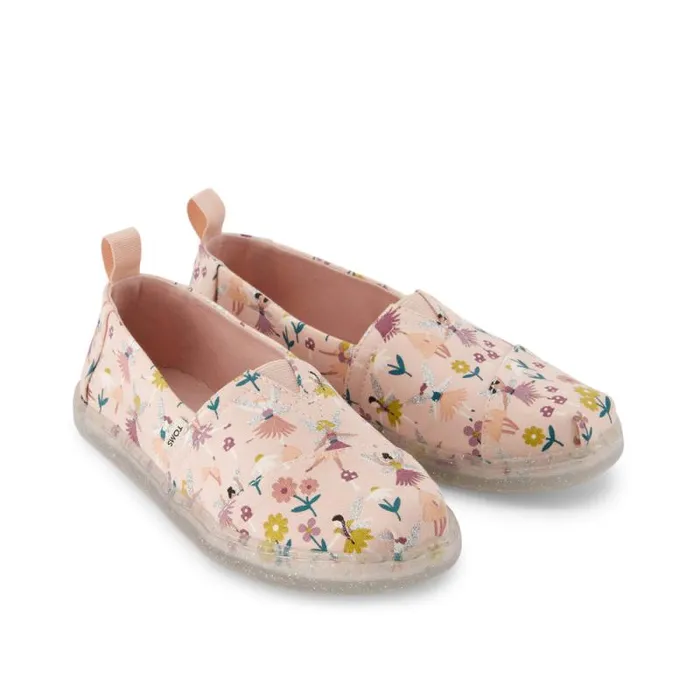 Toms TOMS Classics Alpargata Kids Shoe Pink Glitter Fairy Garden 8211 WomenKids Toms TOMS Classics Alpargata Kids Shoe Pink Glitter Fairy Garden 8211 WomenKids