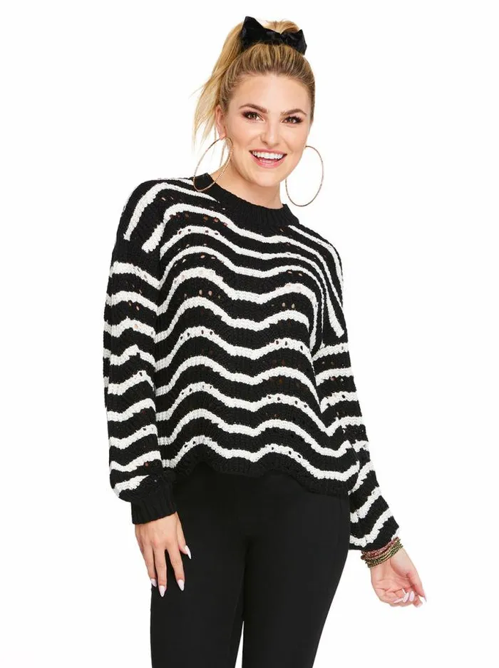 Tops Clothing Jessica Simpson Fayette Sweater In Black Stripe